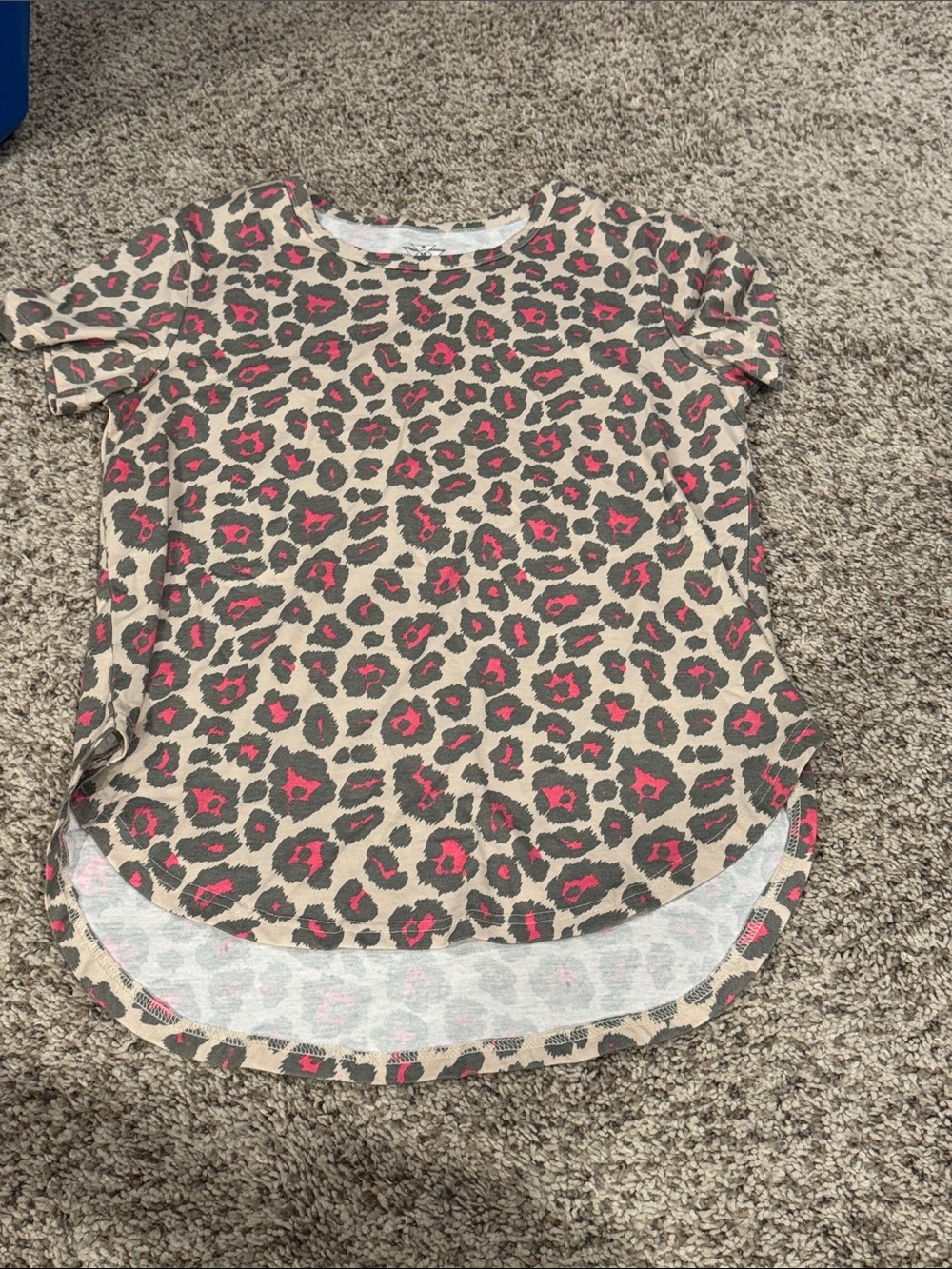 Crazy Train Beige Leopard Short Sleeve Tee with Pink Accents